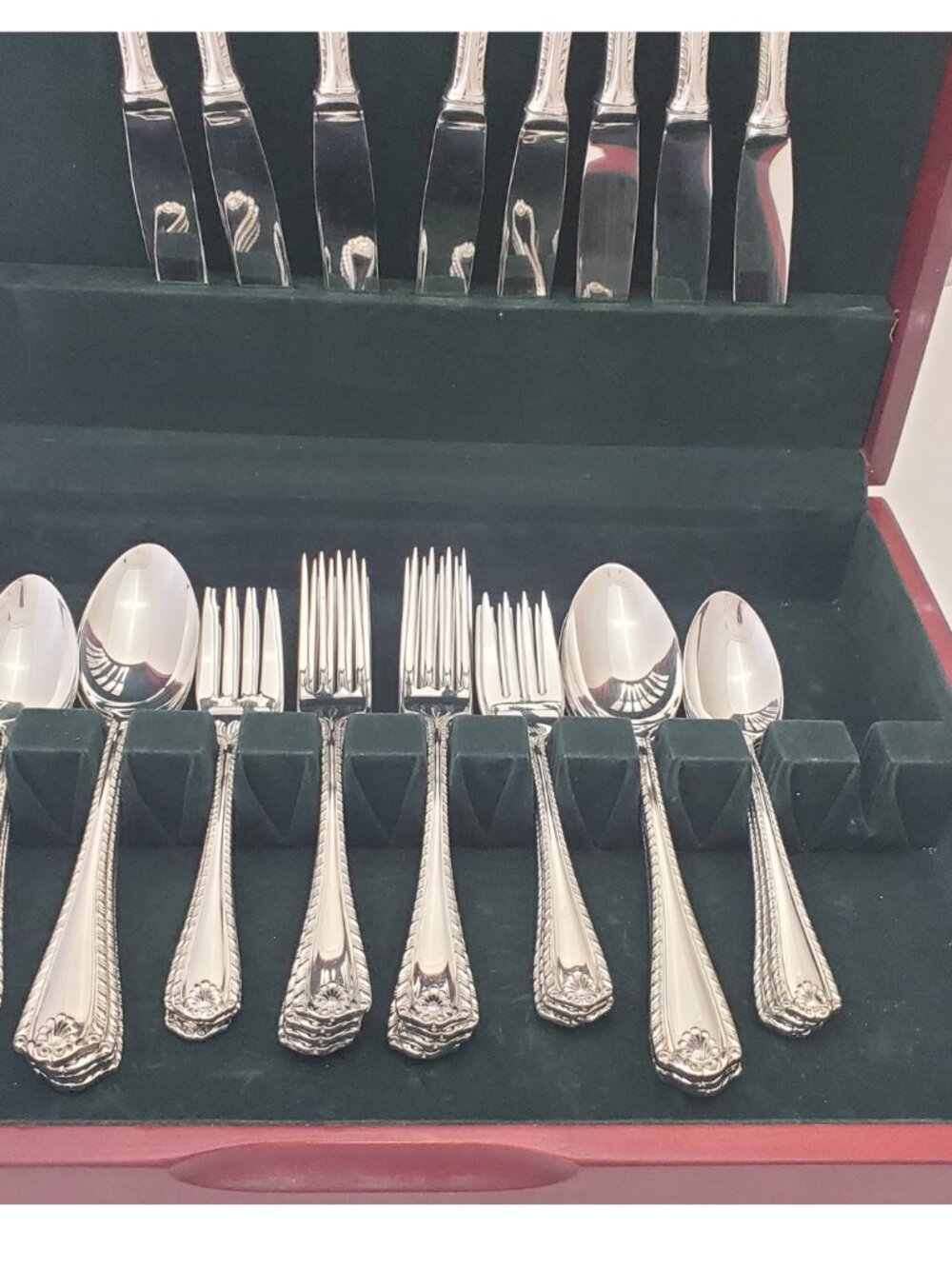 Birks Cascade Silverplate Flatware Set for 8 w/ Box | Regency Plate MCM